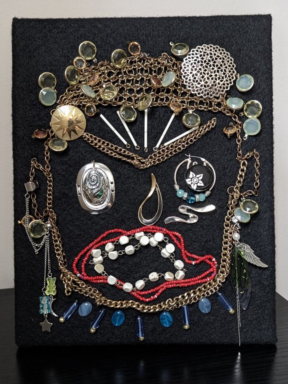 IRA - Resting Gem Faces Handmade Upcycled Jewellery Portrait Art - Piece 10